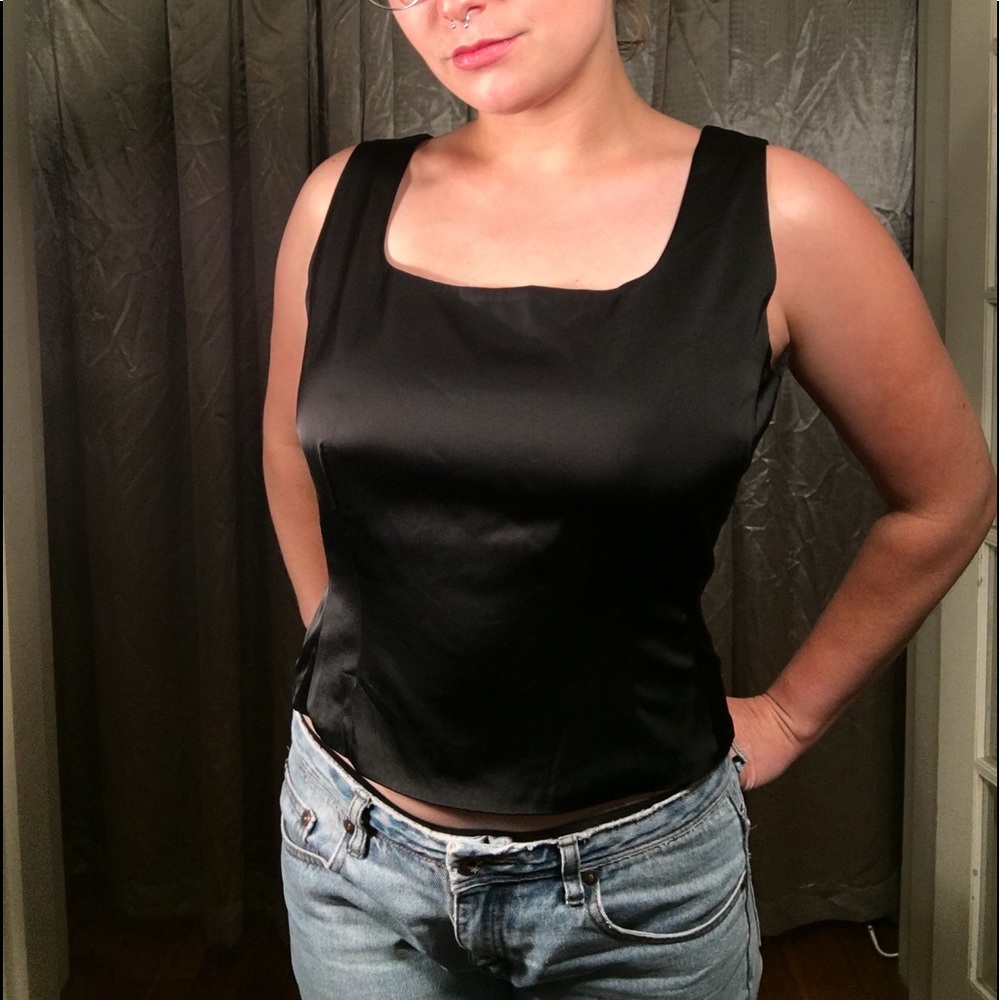 Peter Nygard square neck blouse with boned bodice - Picture 2 of 8